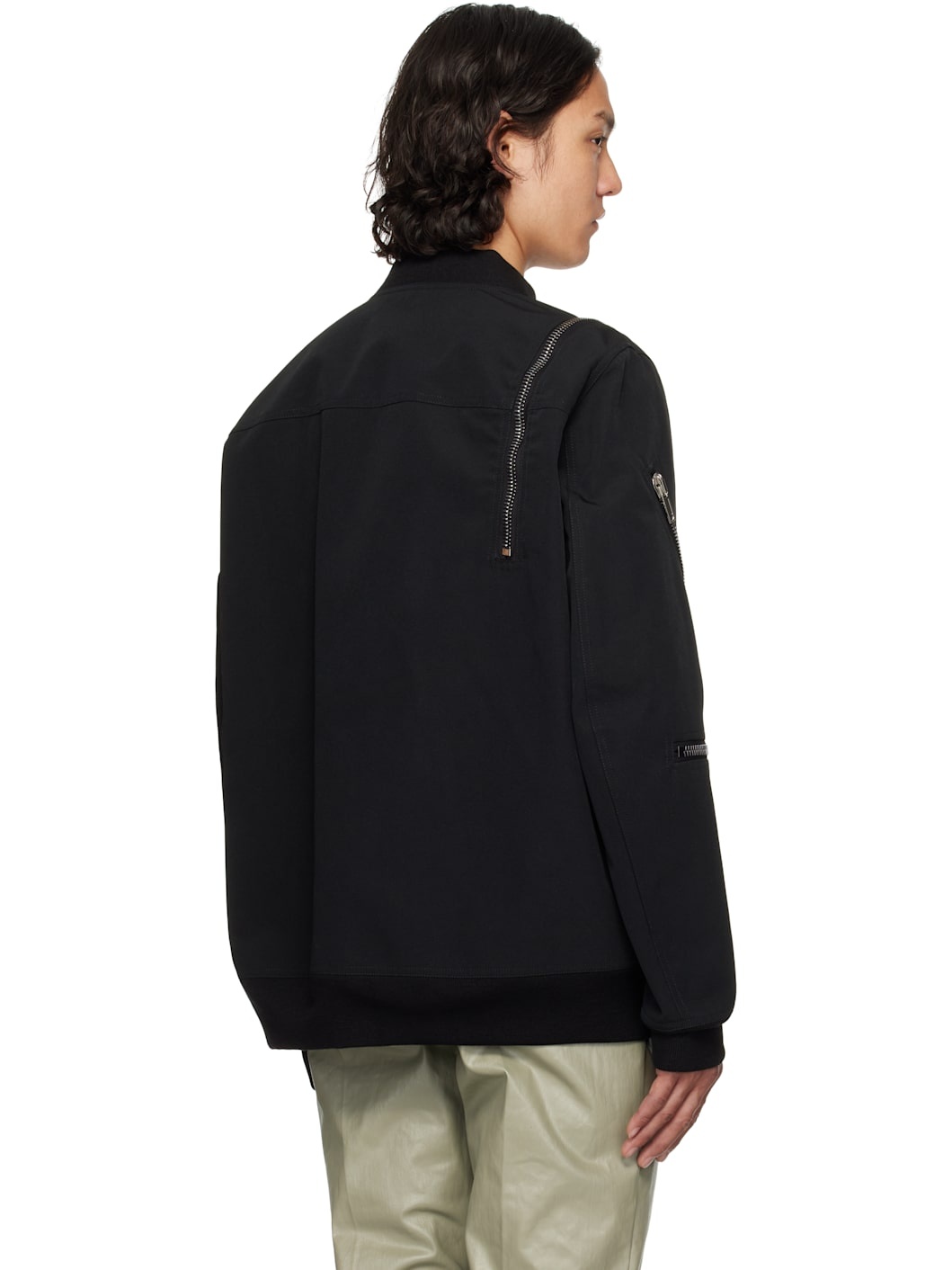 Black Hollywood Jumbo Headon Flight Jacket - 3