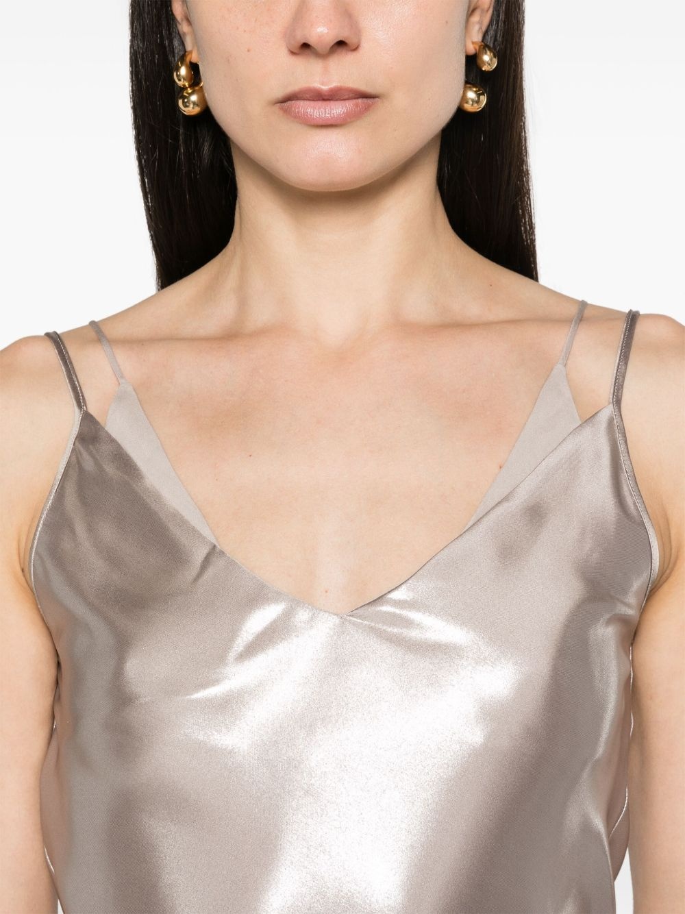 V-neck metallic-sheen tank top - 5