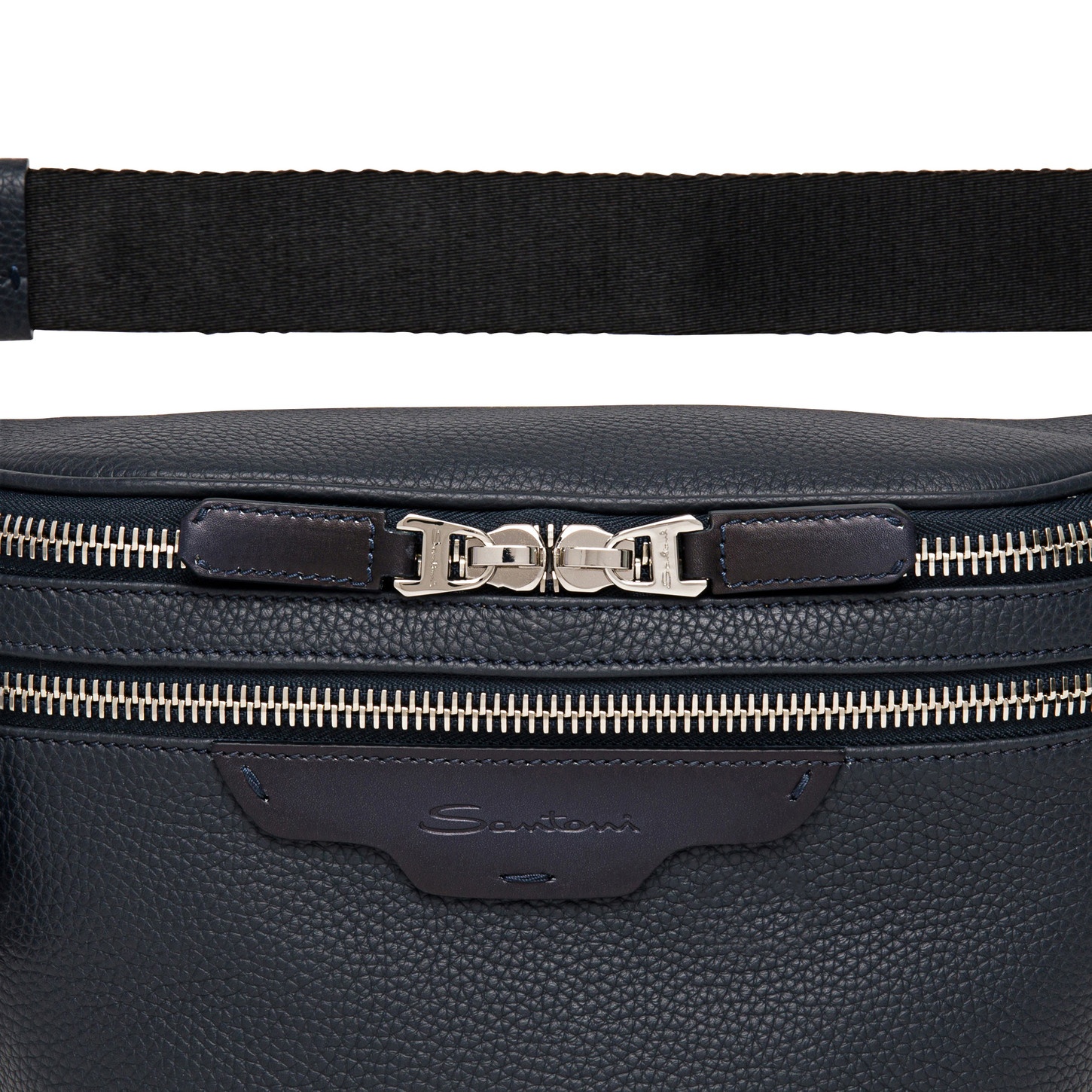 Blue tumbled leather belt bag - 4