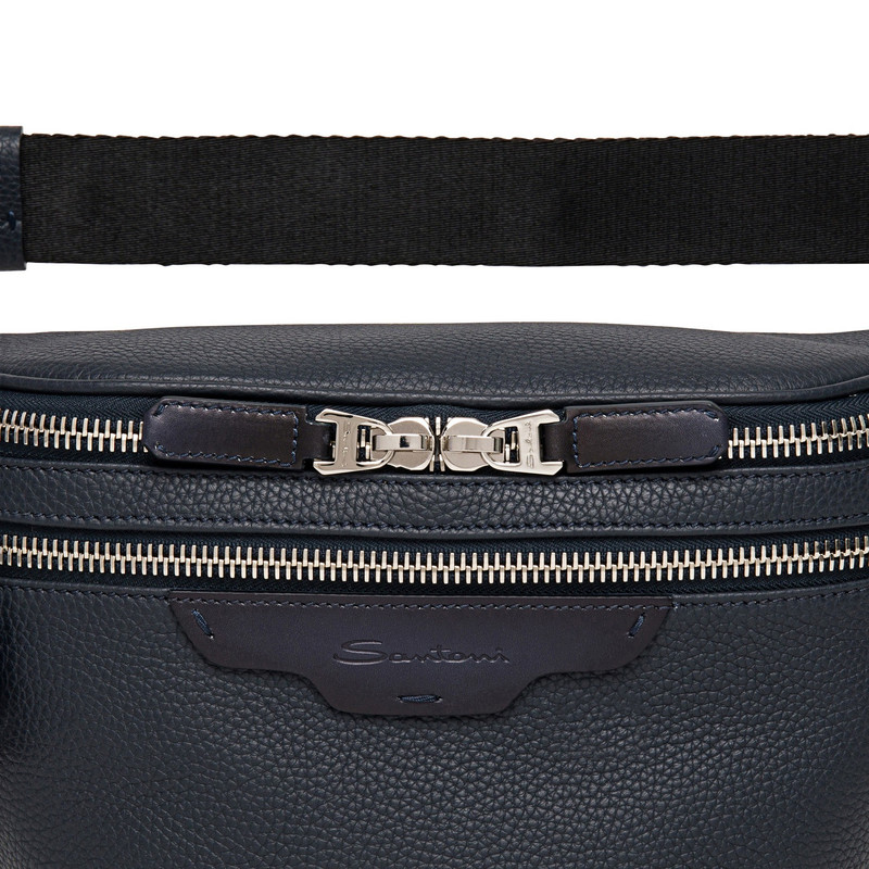 Blue tumbled leather belt bag 4