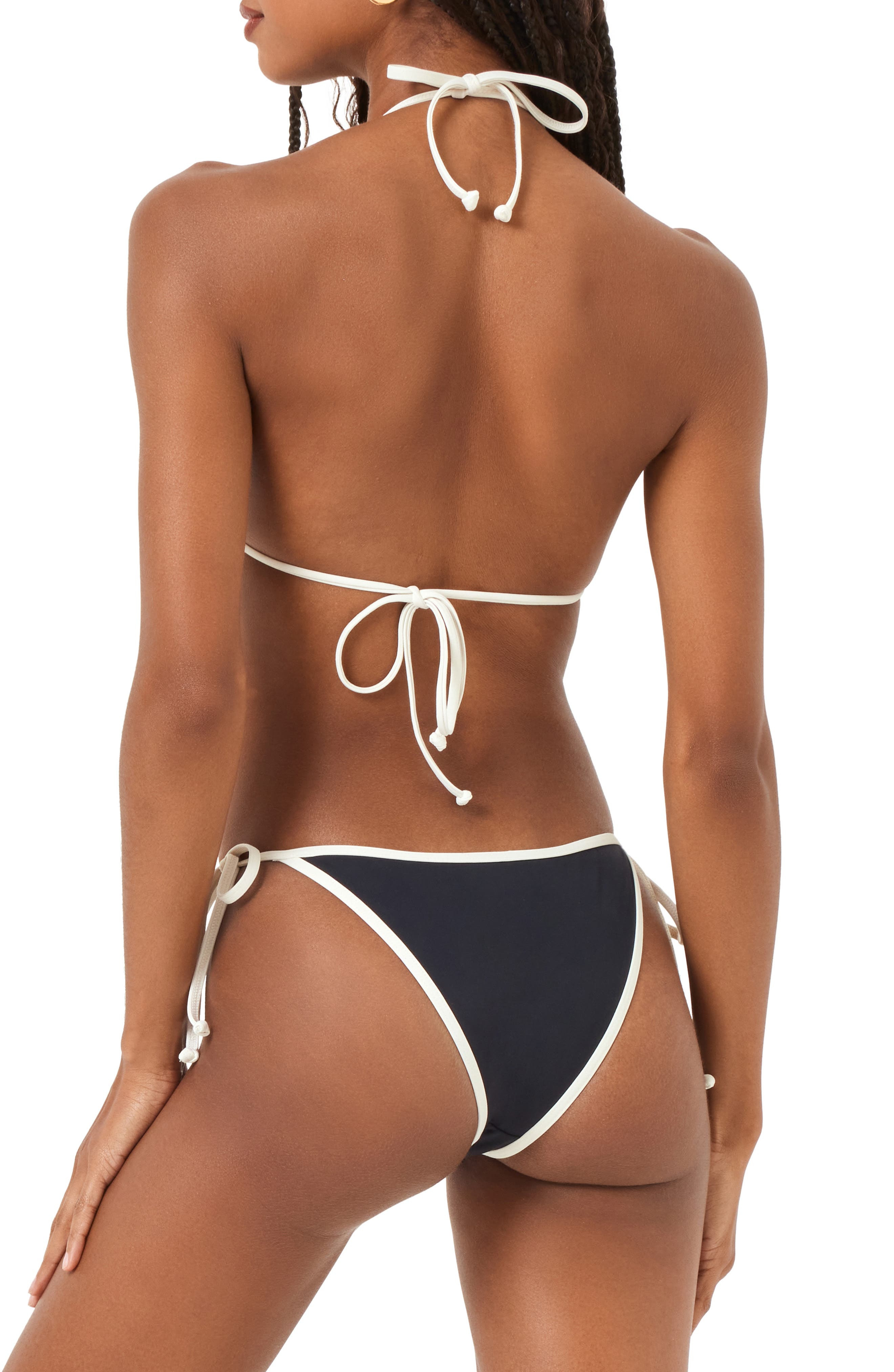 LSPACE Levy Classic Bikini Bottoms in Black/Cream at Nordstrom - 5