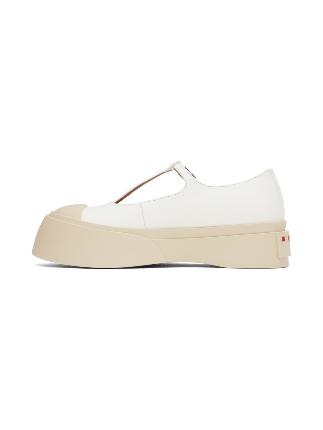 White T-Bar Mary Jane Ballerina Flats - 3