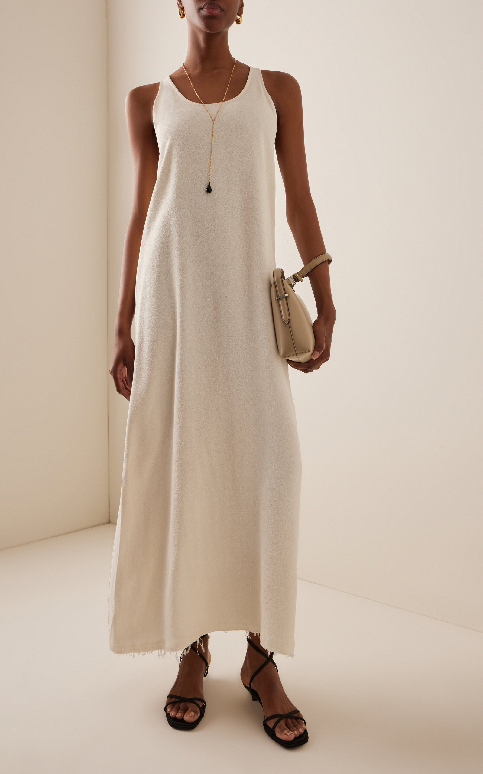 Scoop-Neck Sablé Dress ivory - 2