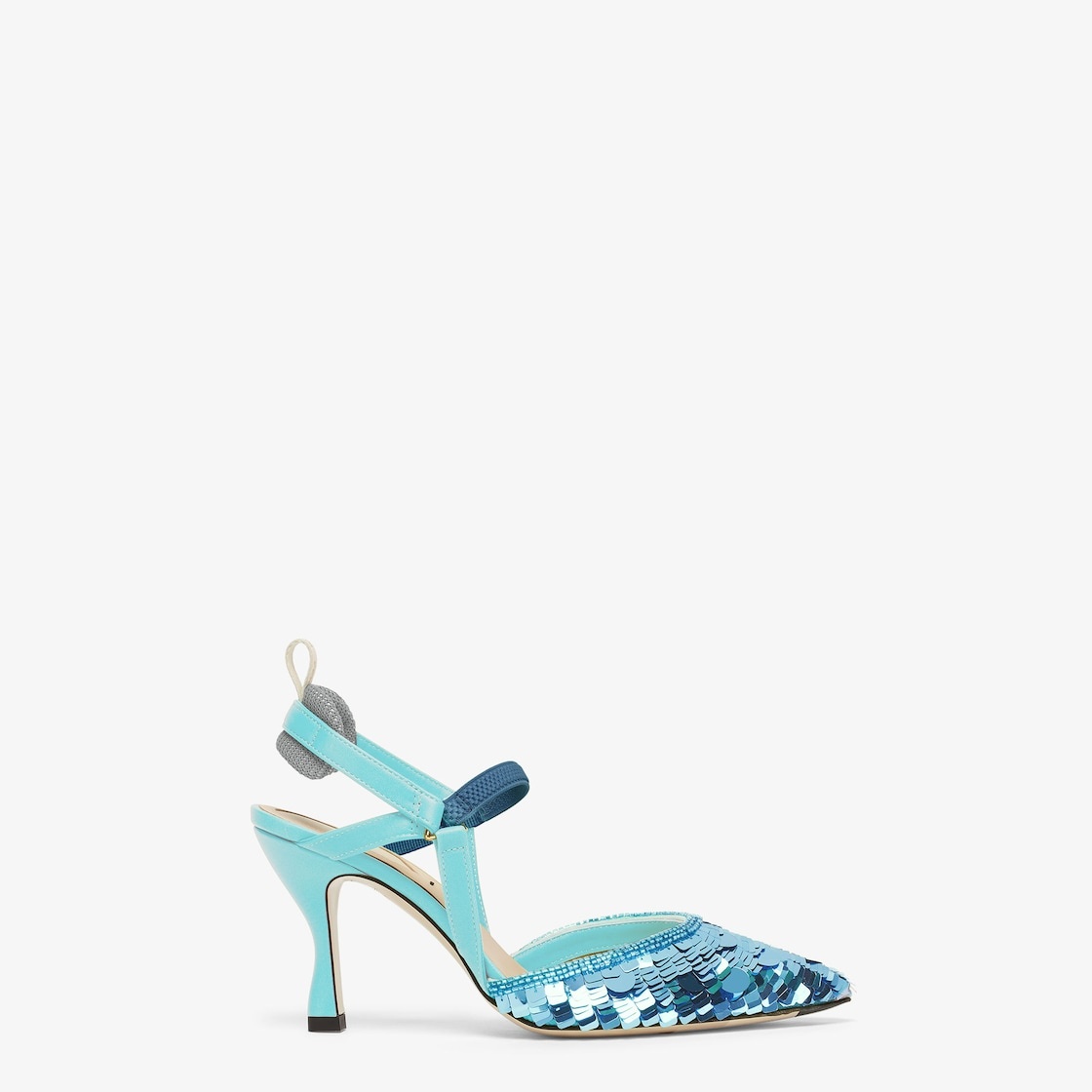 Light blue sequin high-heel slingback - 1