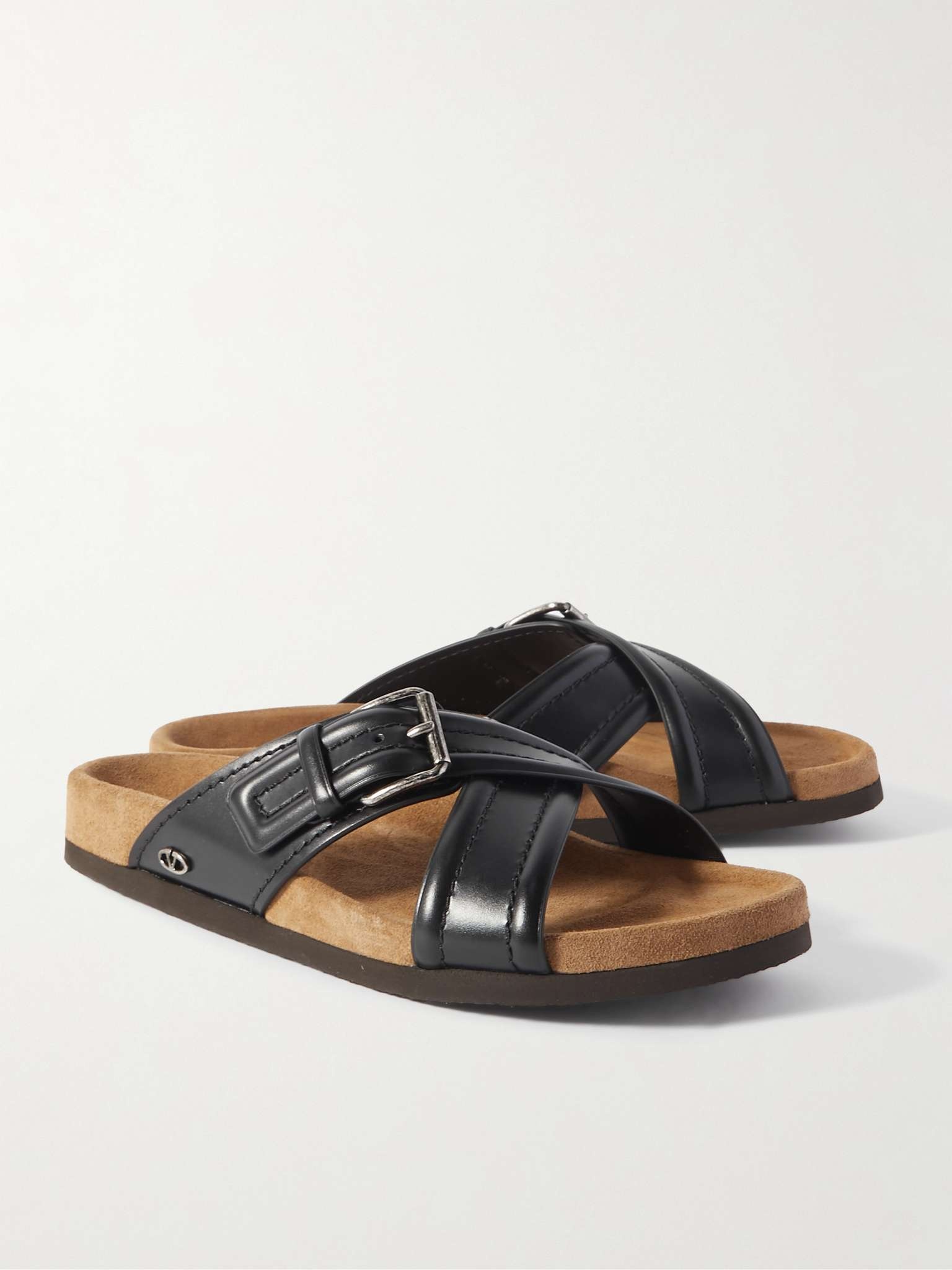 Buckled Logo-Embellished Leather Slides - 4