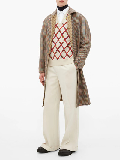 GUCCI V-neck harness-instarsia wool-blend sweater outlook