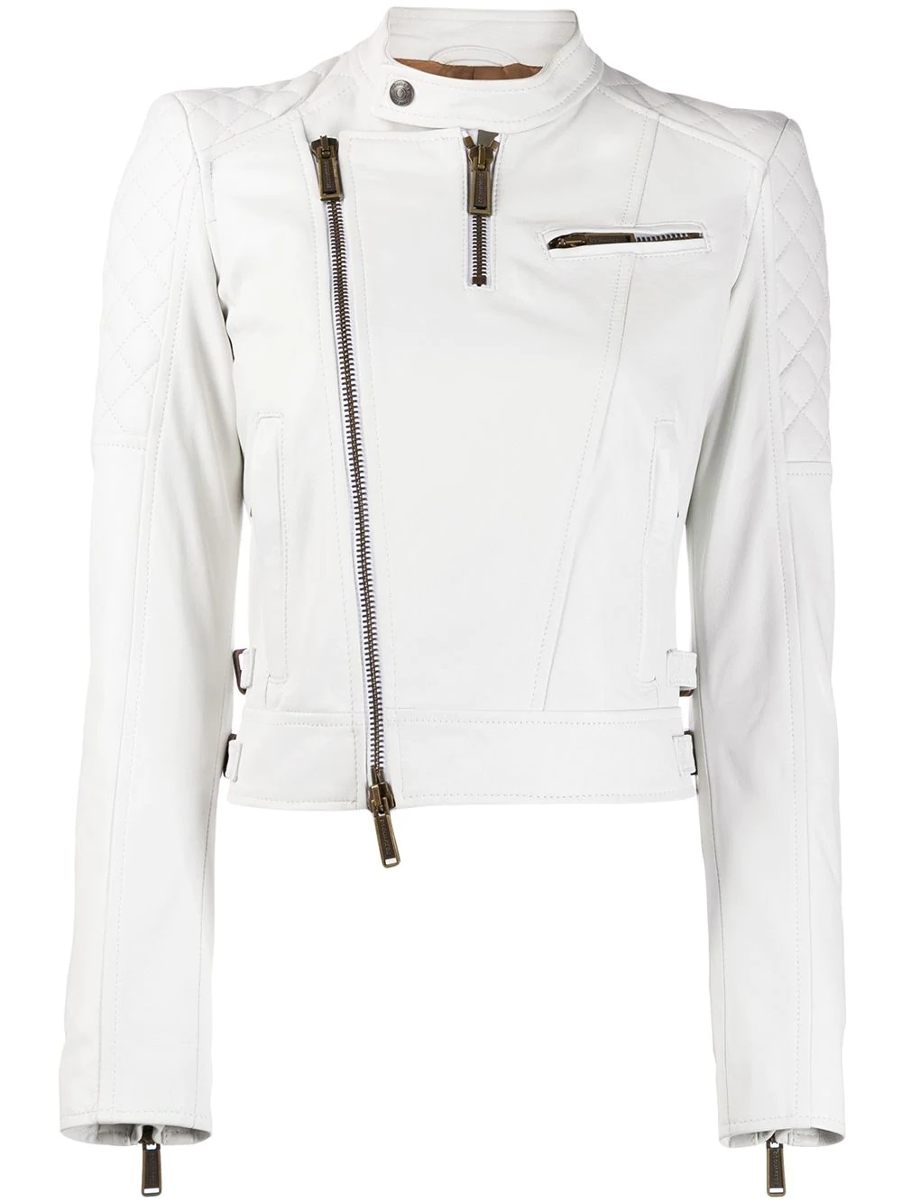 quilted panelled biker jacket - 1