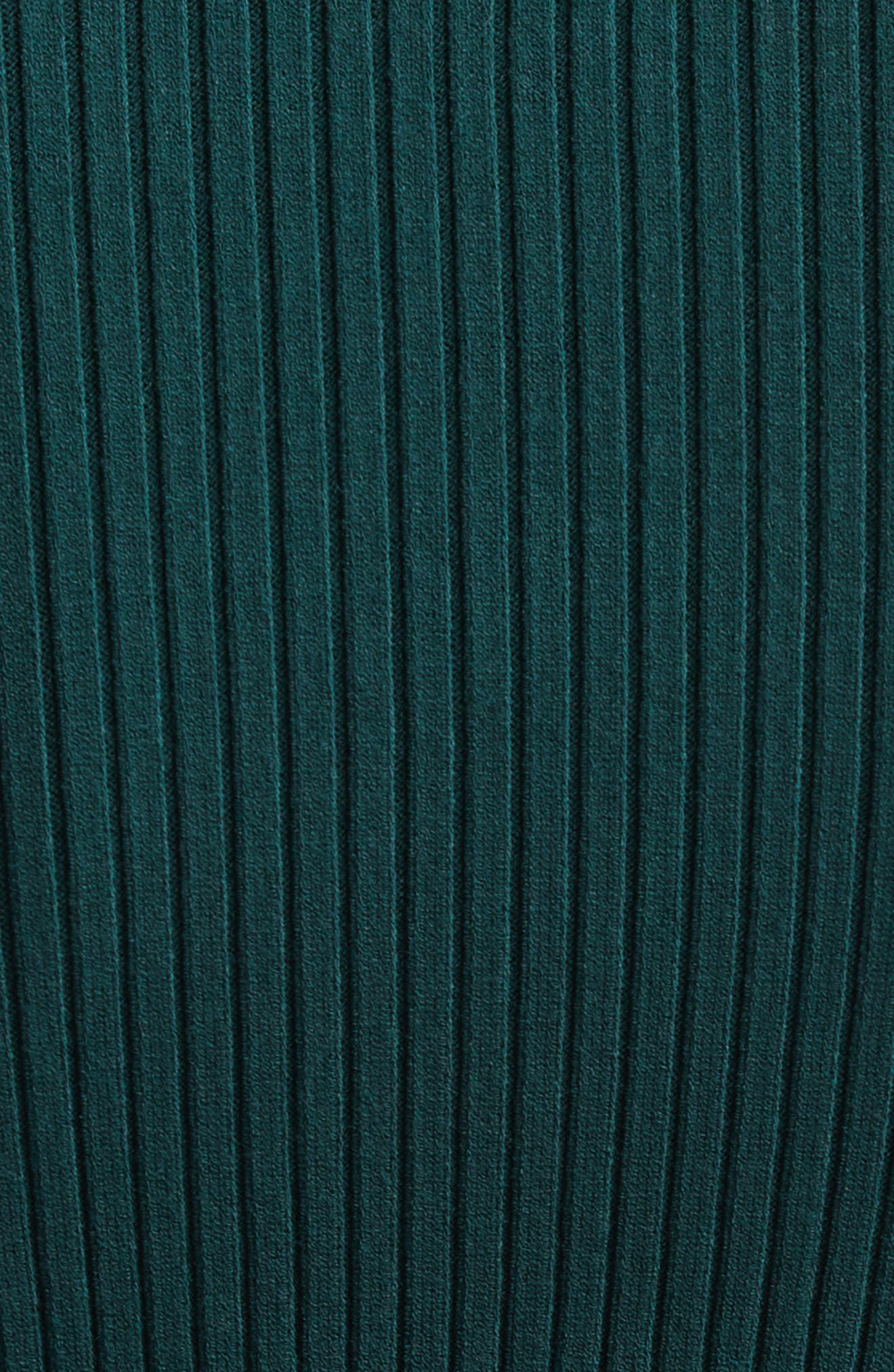 Courrèges Embroidered Logo Mock Neck Rib Sweater in Dark Green at Nordstrom - 7