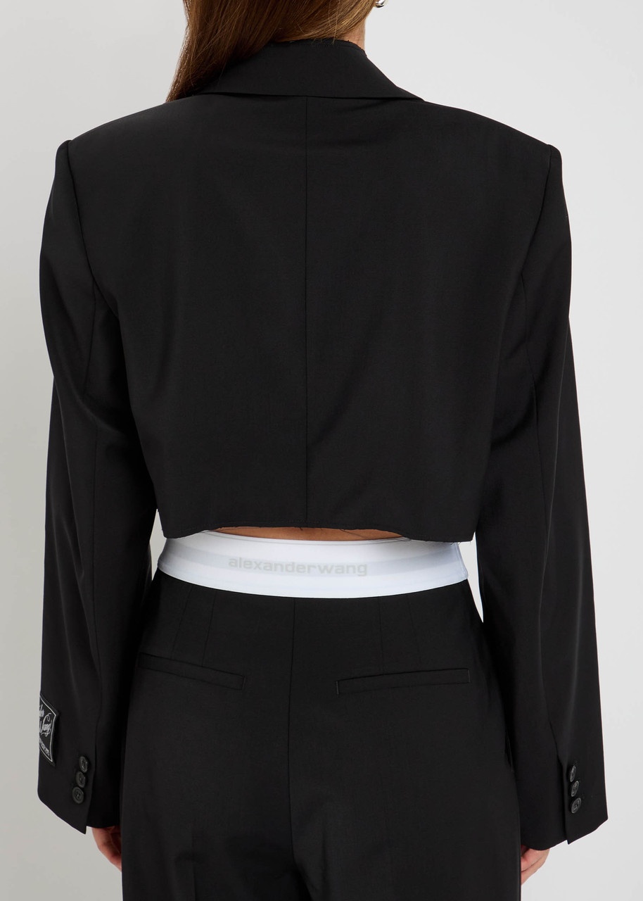 Alexander Wang Chain-embellished Cropped Wool-blend Blazer - 5