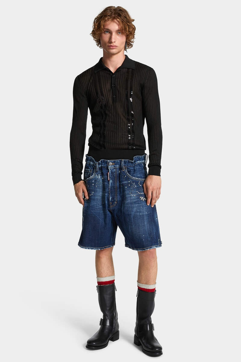 SEQUIN STRIPE KNIT POLO 7