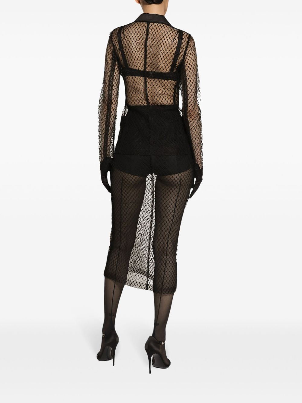 single-breasted mesh jacket - 4