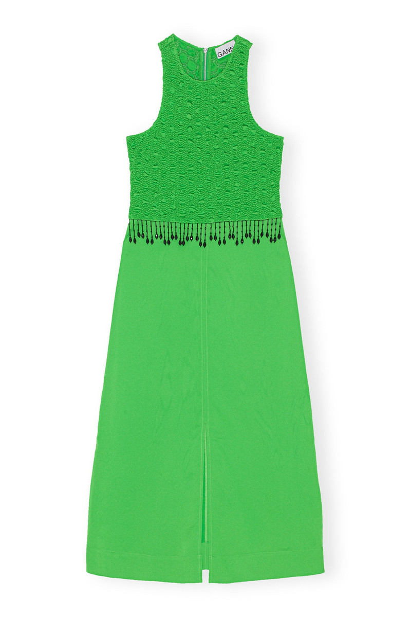SMOCKED SATIN MAXI DRESS - 1