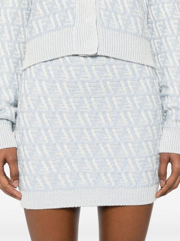 FENDI FF Cashmere Wool Mini A-Line Skirt Light Blue | balaan