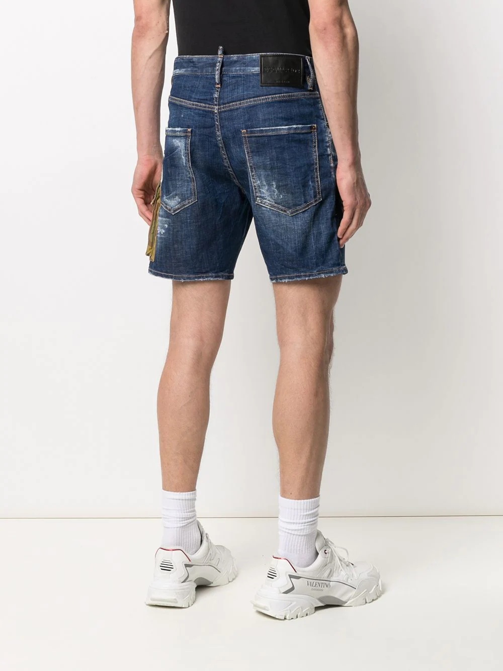 knee-length denim shorts - 4