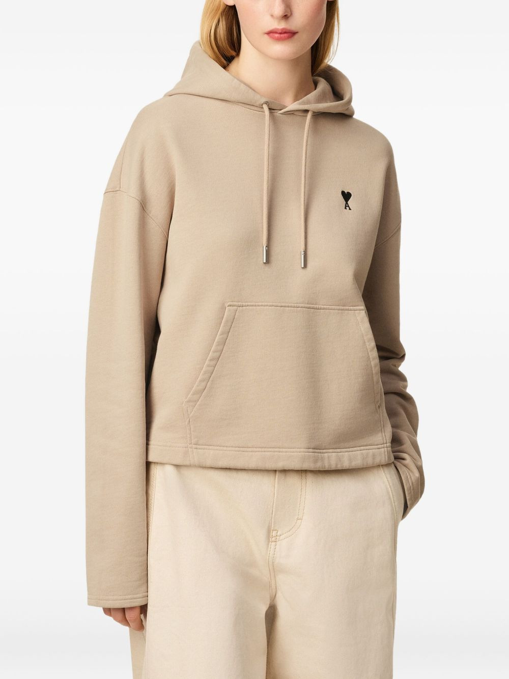 heart-embroidered cotton-fleece hoodie - 5