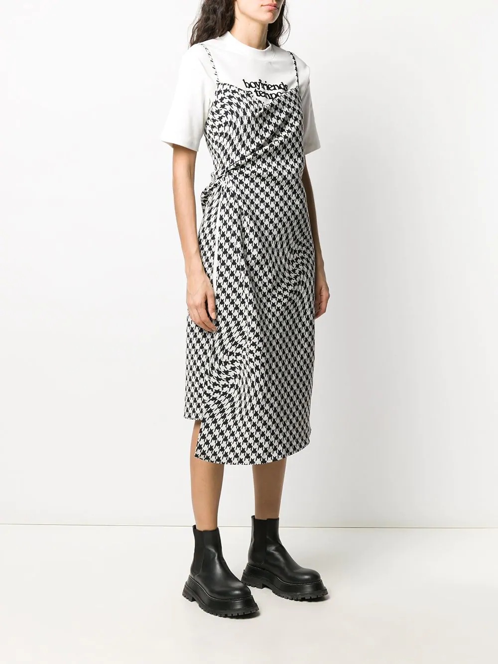 houndstooth layered T-shirt - 3