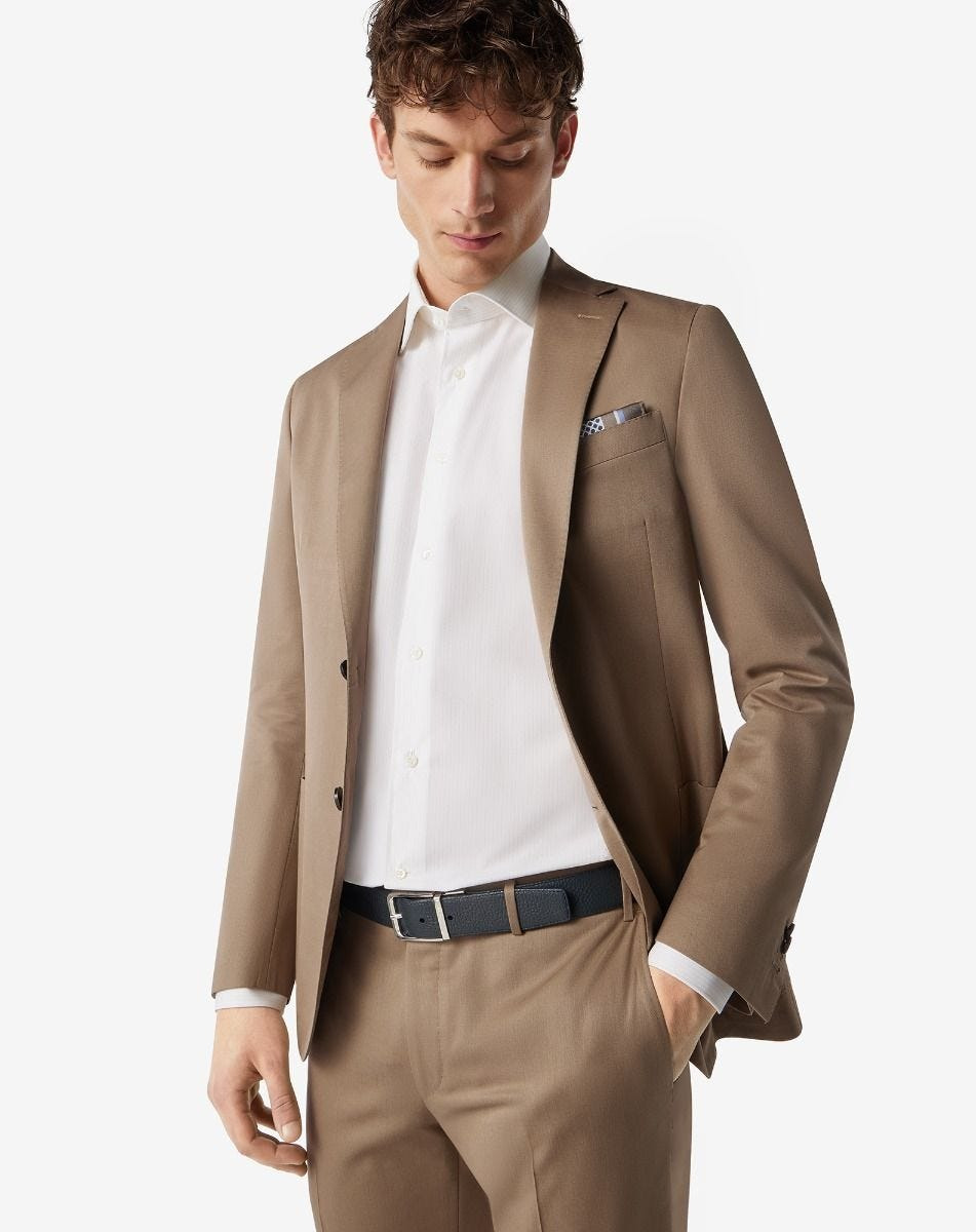 Hazelnut wool and cotton suit - 4
