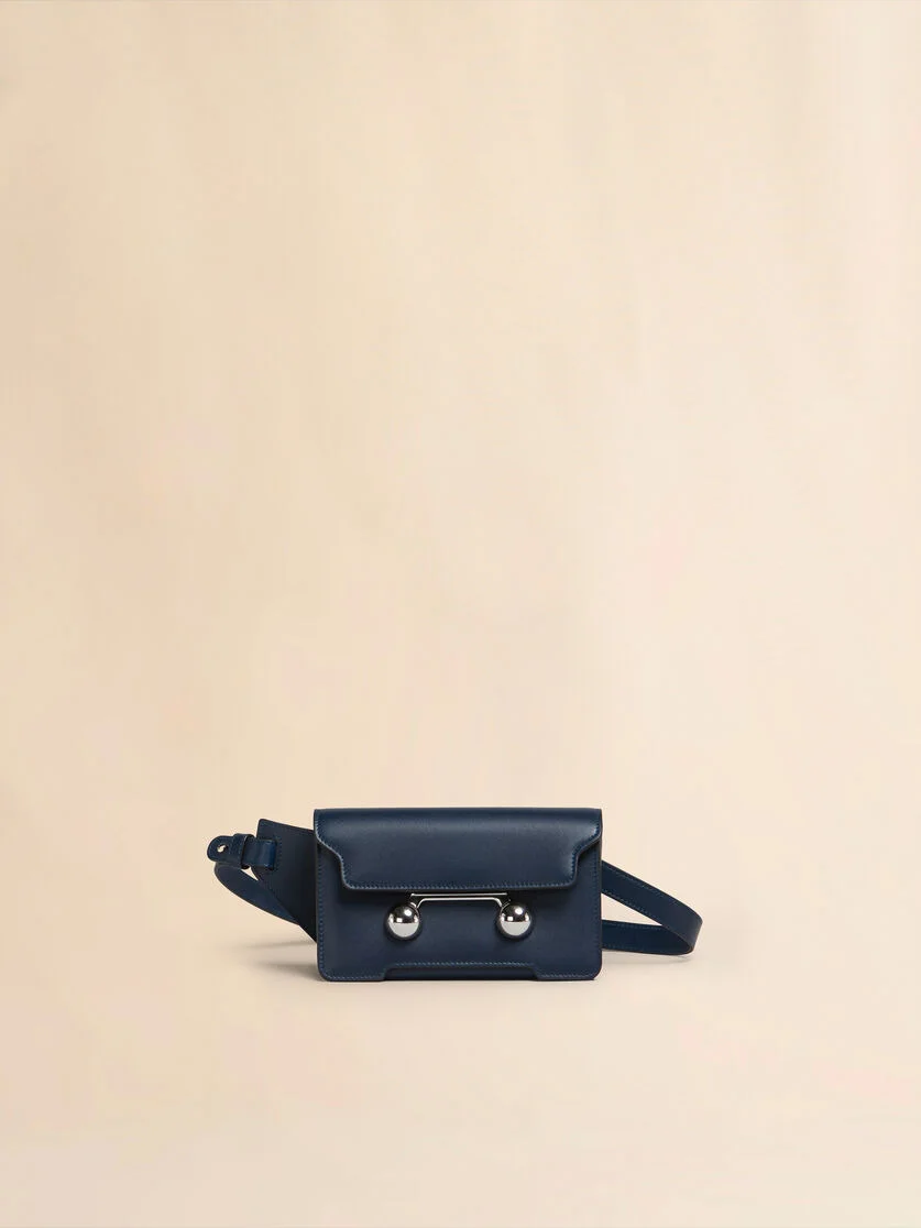 DEEP BLUE LEATHER TRUNKAROO CROSSBODY BAG - 1