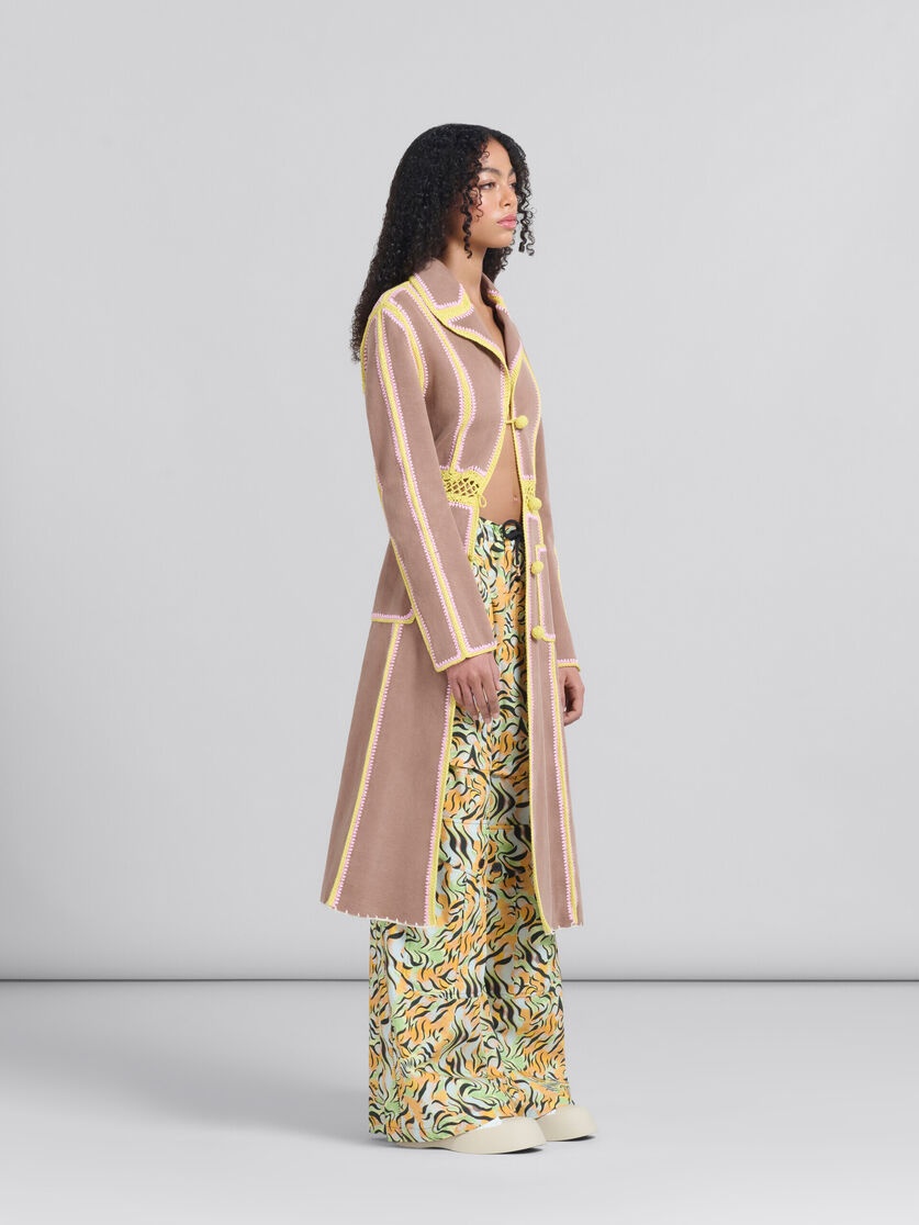 BROWN ORGANIC DENIM COAT WITH CROCHET DETAILS - 6