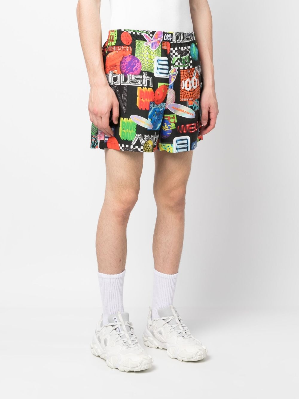 graphic-print elasticated-waistband shorts - 3