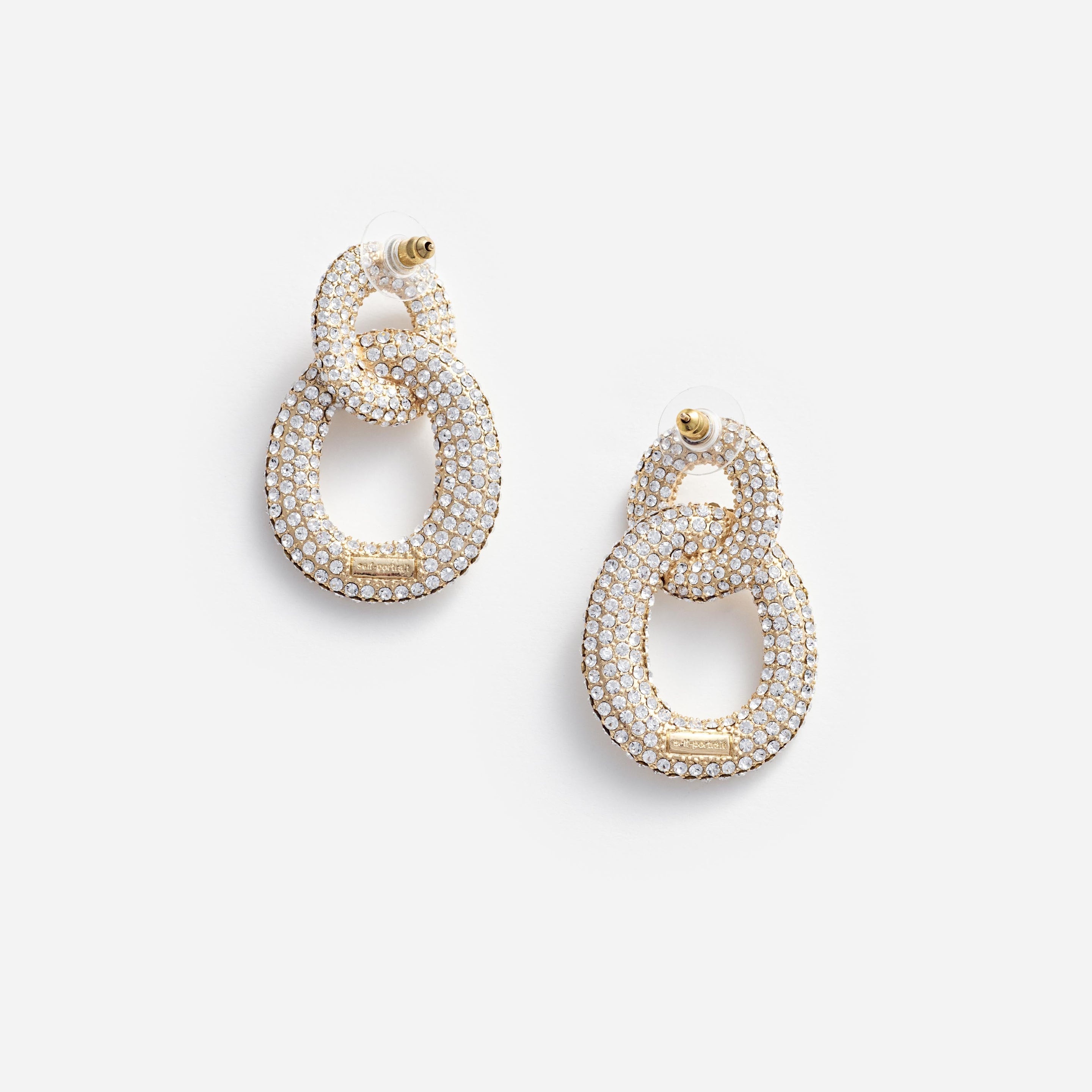 Gold Crystal Link Earrings - 2