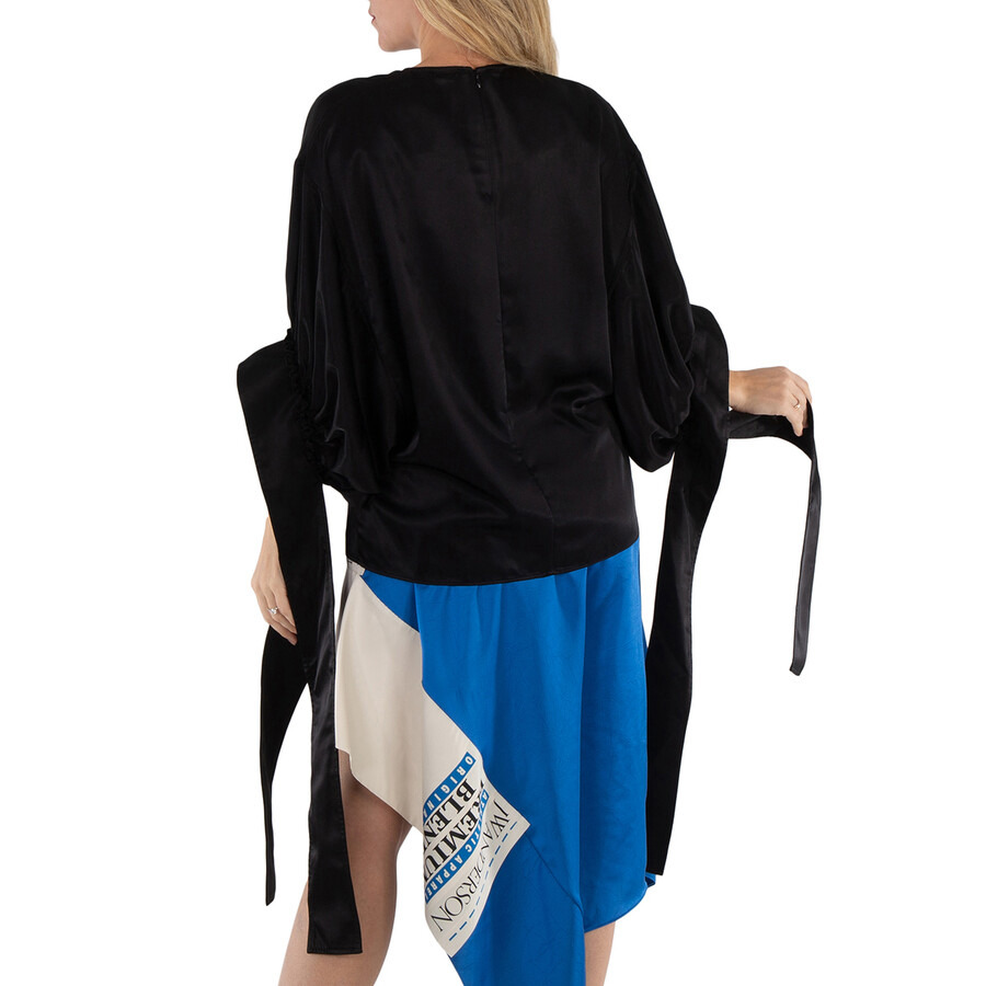JW Anderson Ladies Black Tab Sleeve Top - 4