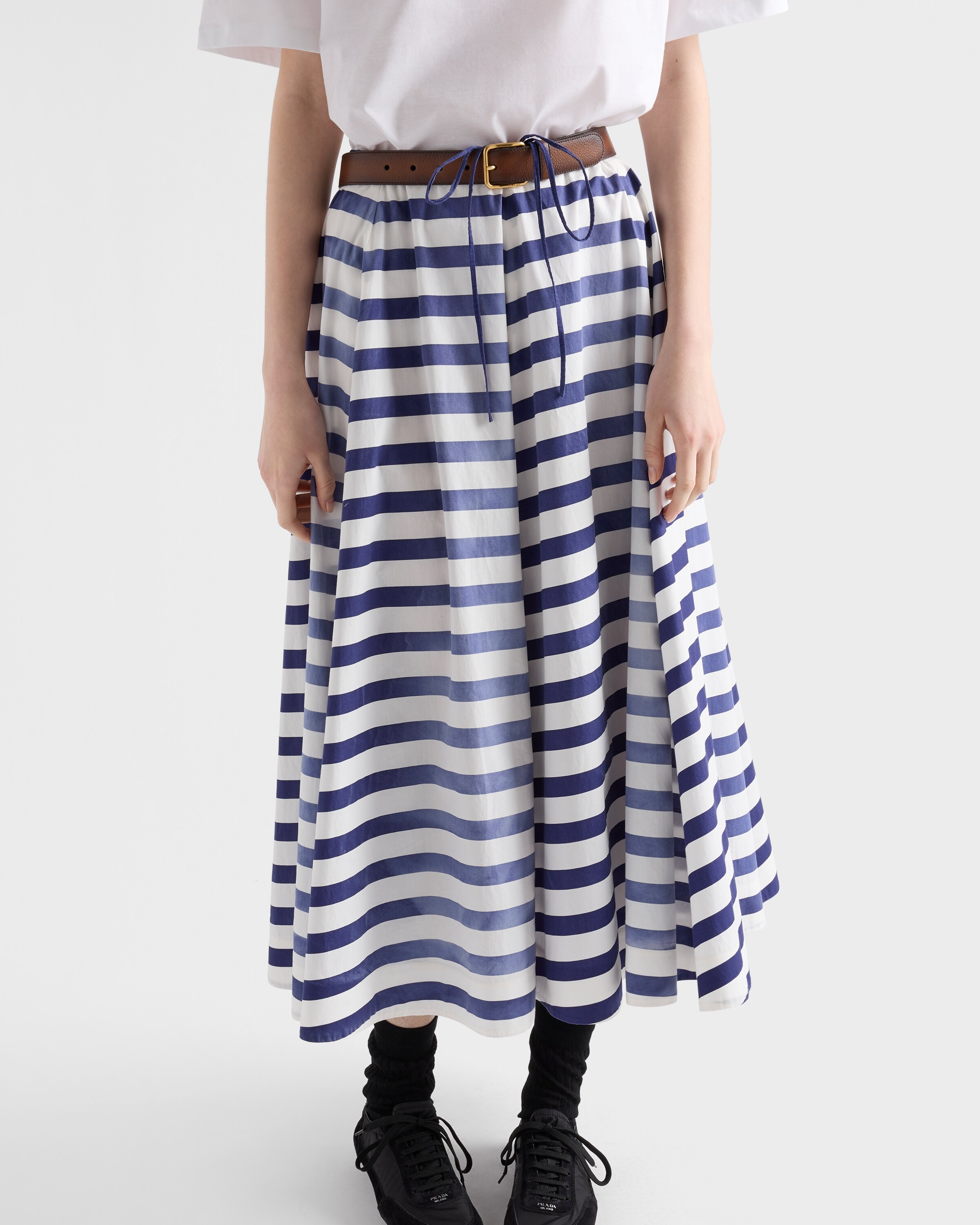 Striped old poplin full skirt - 4