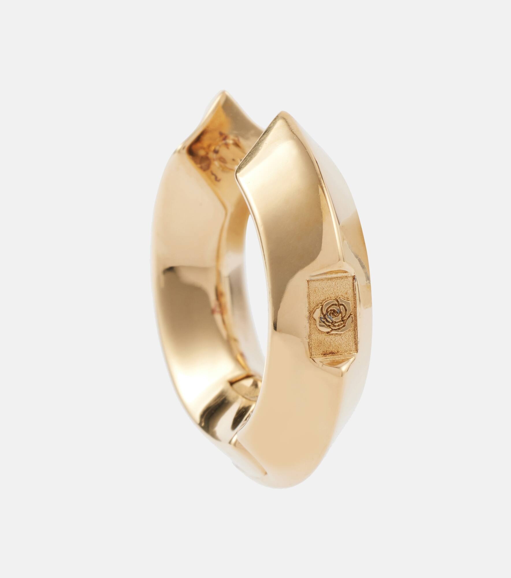 Hollow Small gold-plated sterling silver hoop earrings - 5