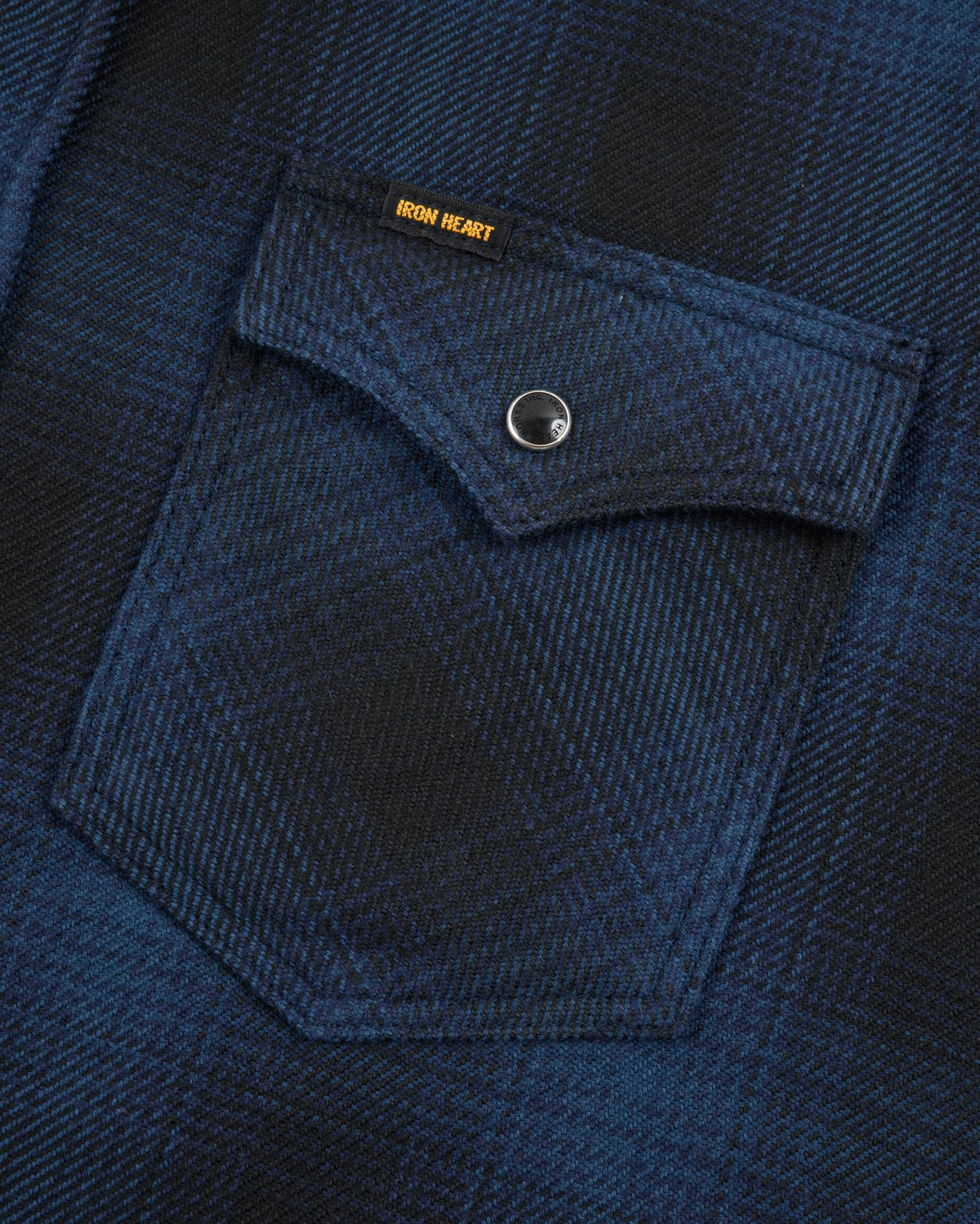 IHSH-264-NAV Ultra Heavy Flannel Ombré Check Western Shirt - Navy/Black - 20