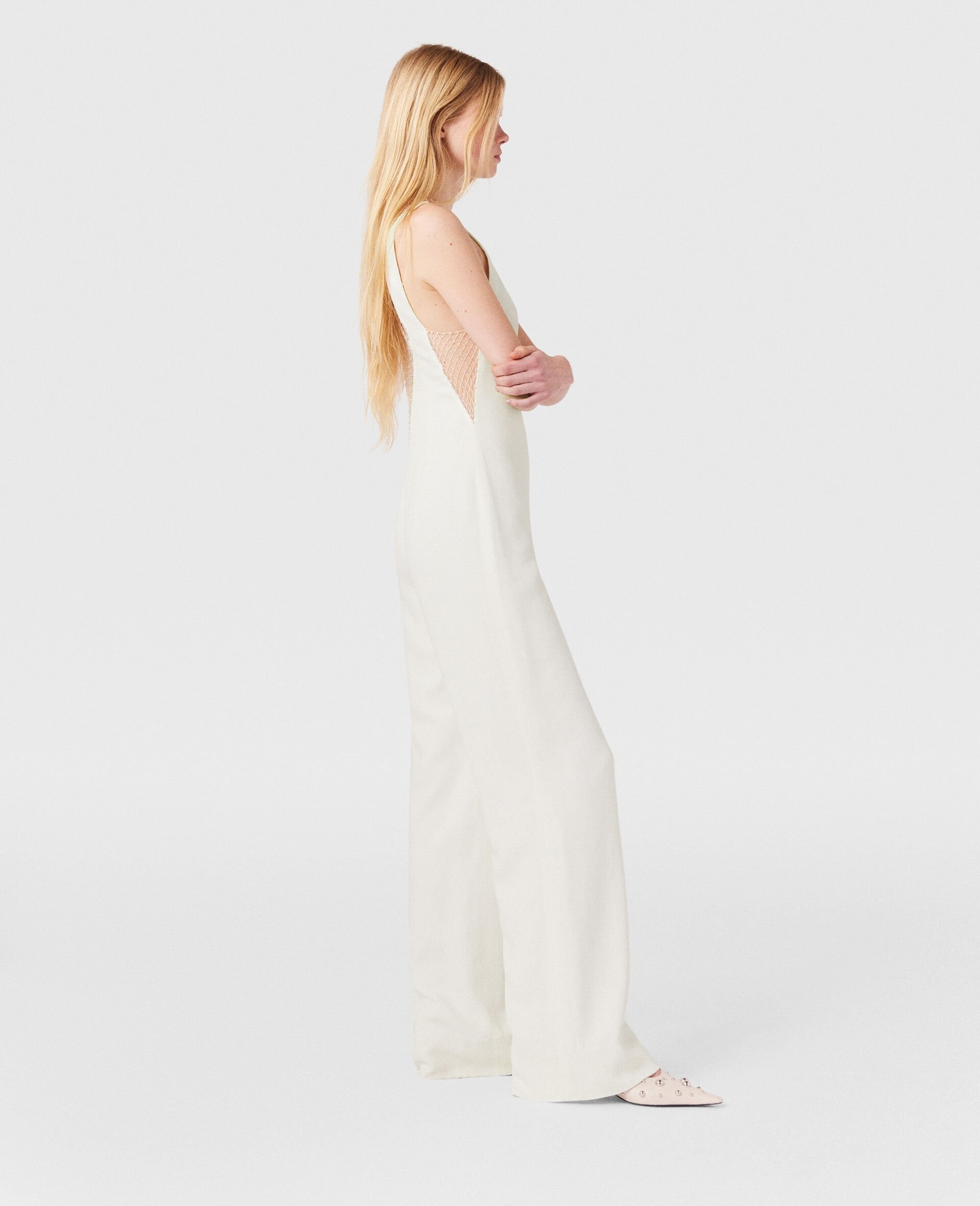 Crystal Mesh Deep V Jumpsuit - 3