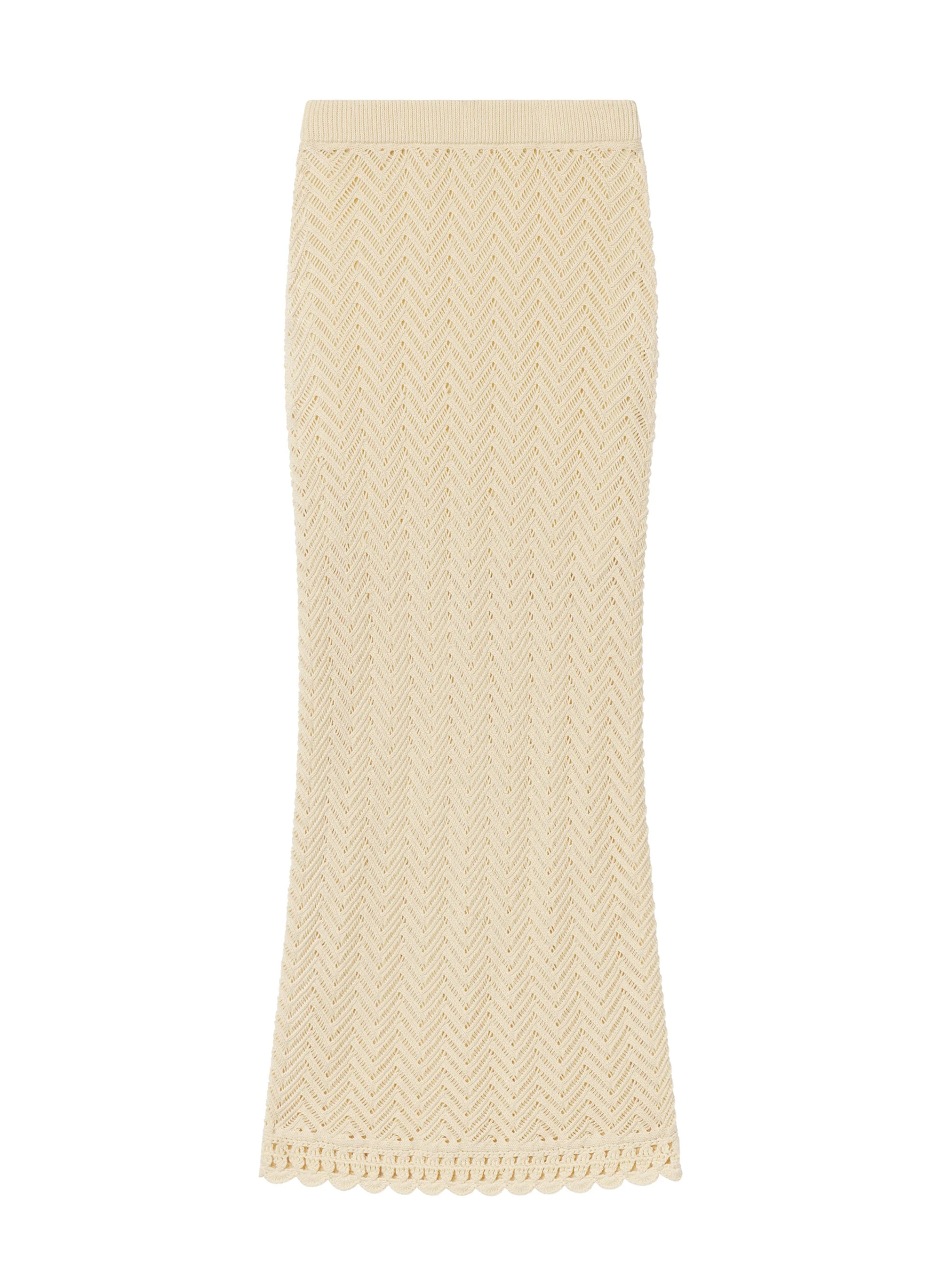 Siesta Cotton Crochet Knit Midi Skirt - 1