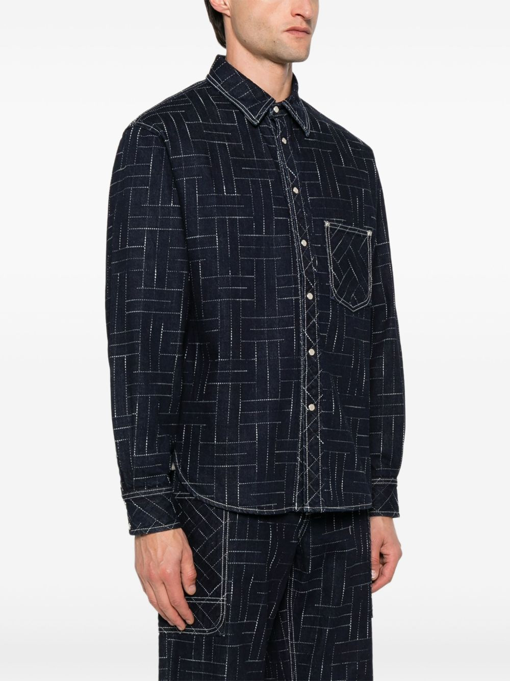 geometric-pattern cotton shirt - 3