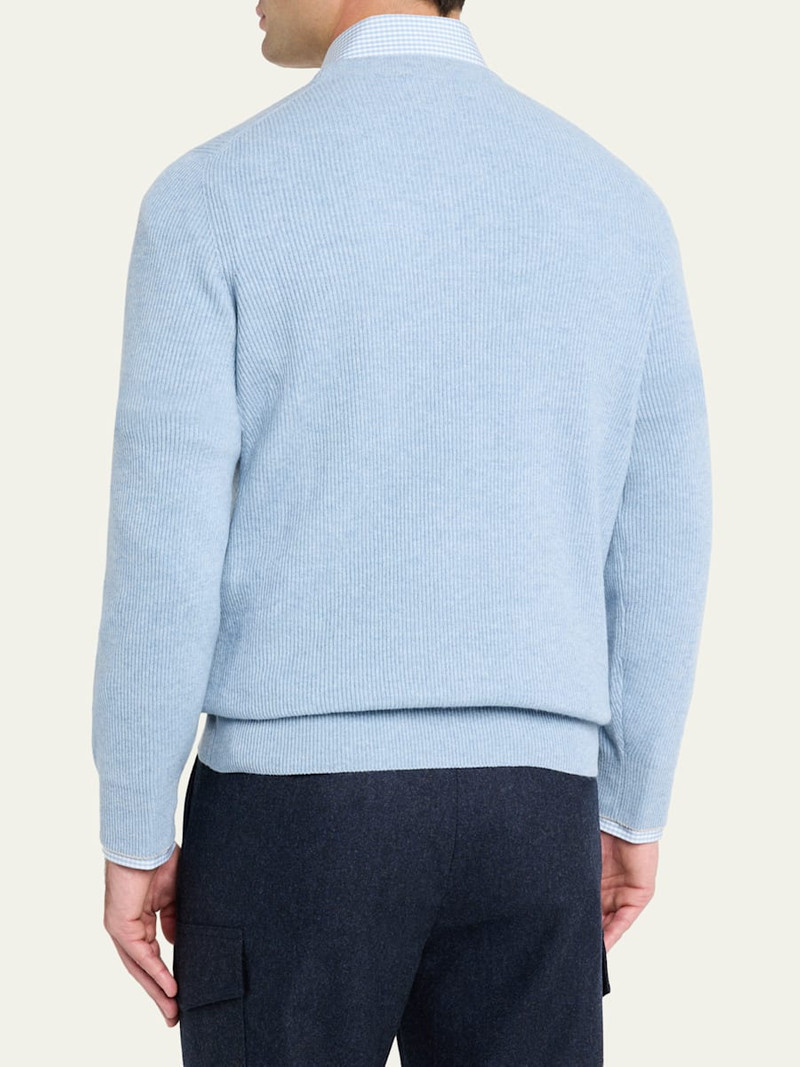 Men's Cashmere English Rib Crewneck Sweater 3