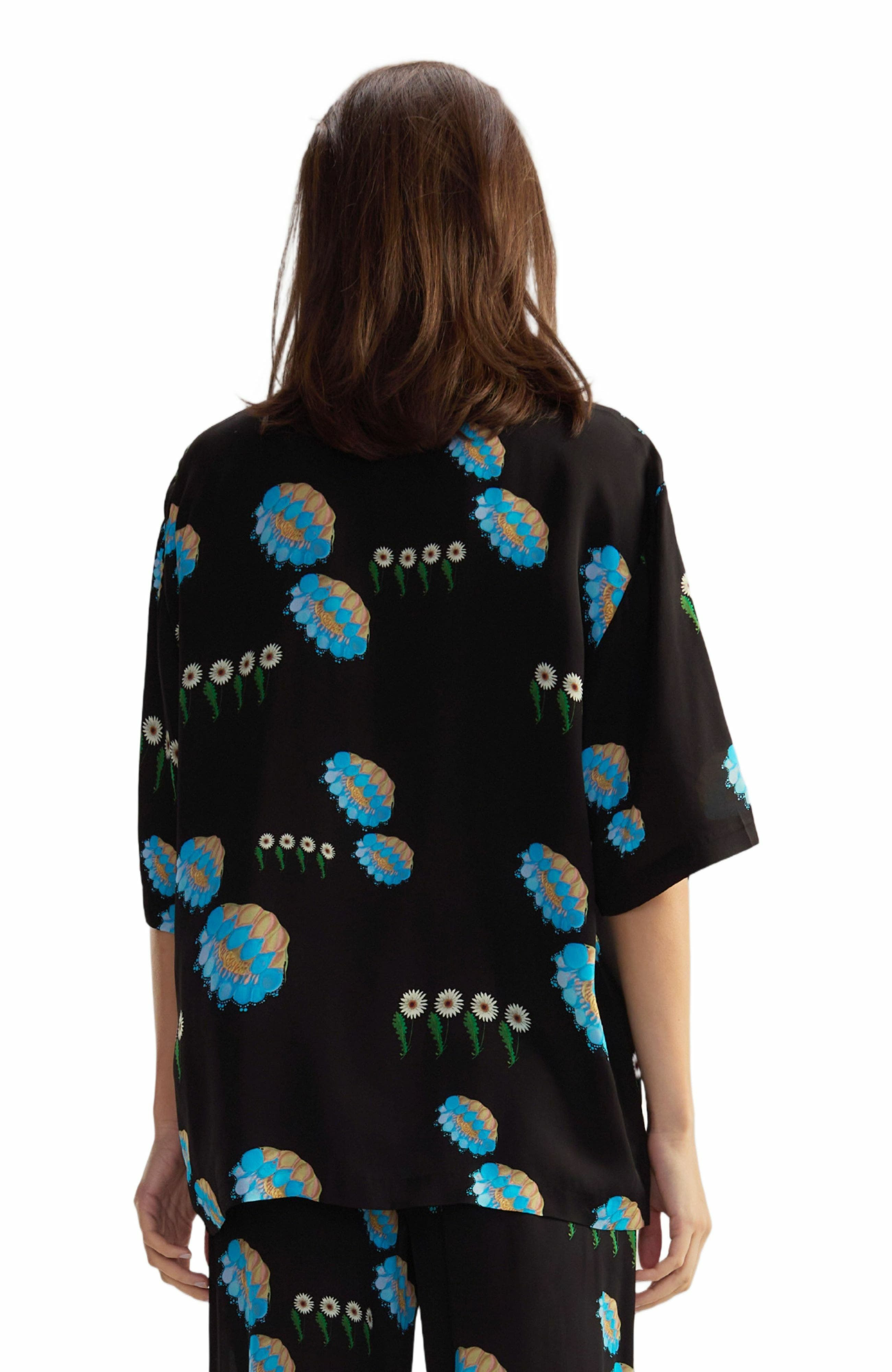 Cynthia Rowley Blake Camp Shirt in Black Floral at Nordstrom - 3