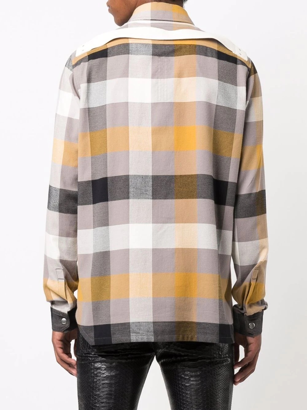 plaid-print long-sleeve outer shirt - 4