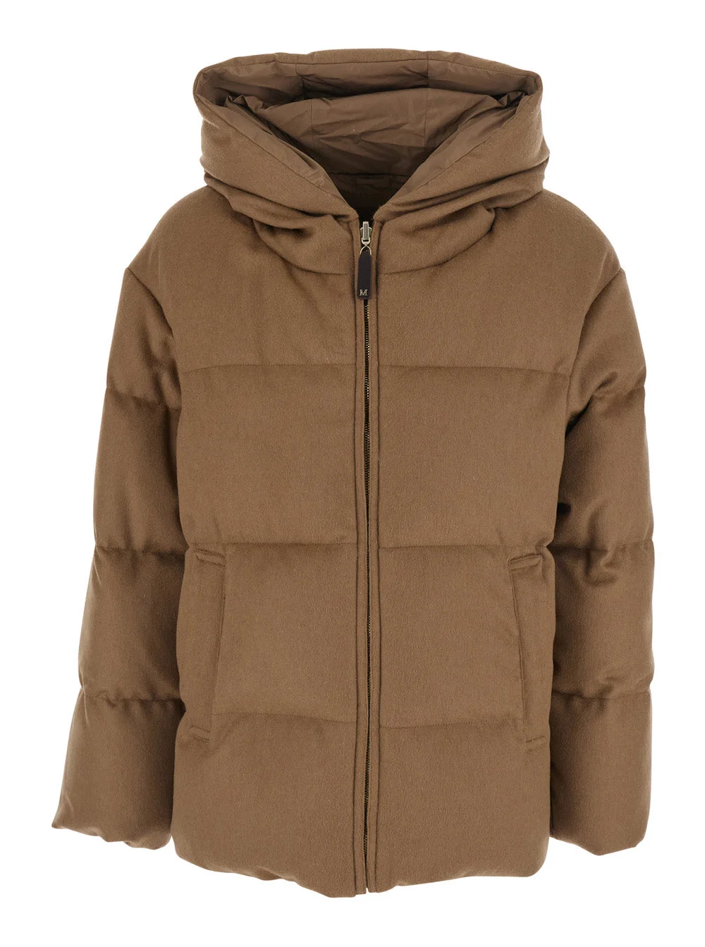 Max Mara Women 'Dama' Beige Reversible Down Jacket With Hood And Welt Pockets On The Front In Tech F - 1
