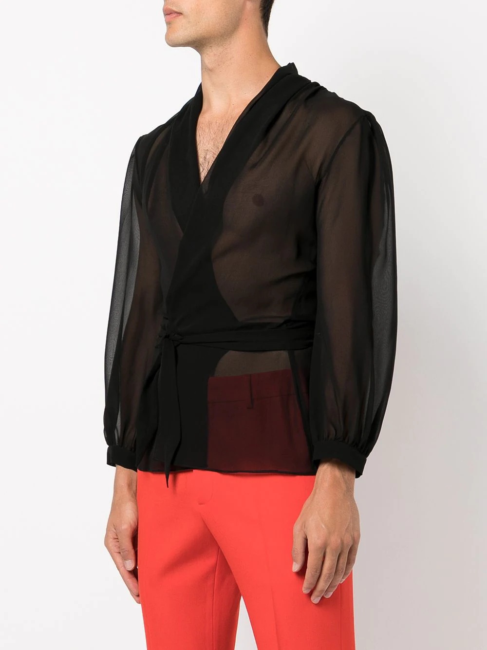 sheer silk wrap shirt - 3