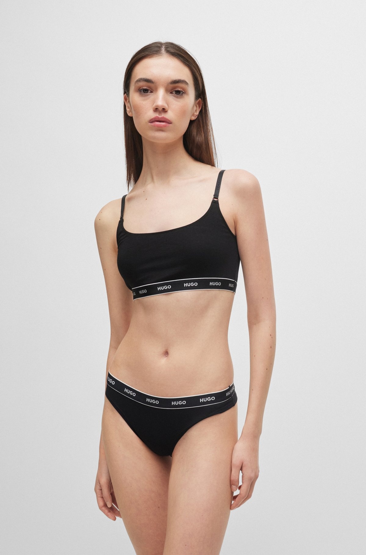 TWO-PACK OF STRETCH-COTTON BRALETTES WITH LOGO UNDERBANDS - 4