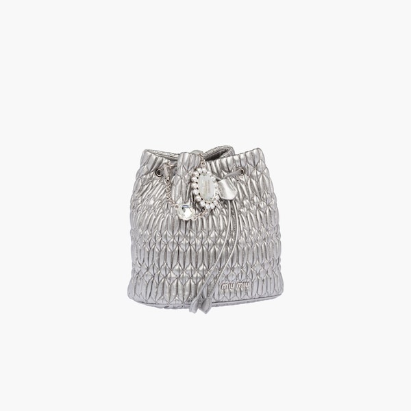 Miu Crystal Cloqué Nappa leather bucket bag - 6