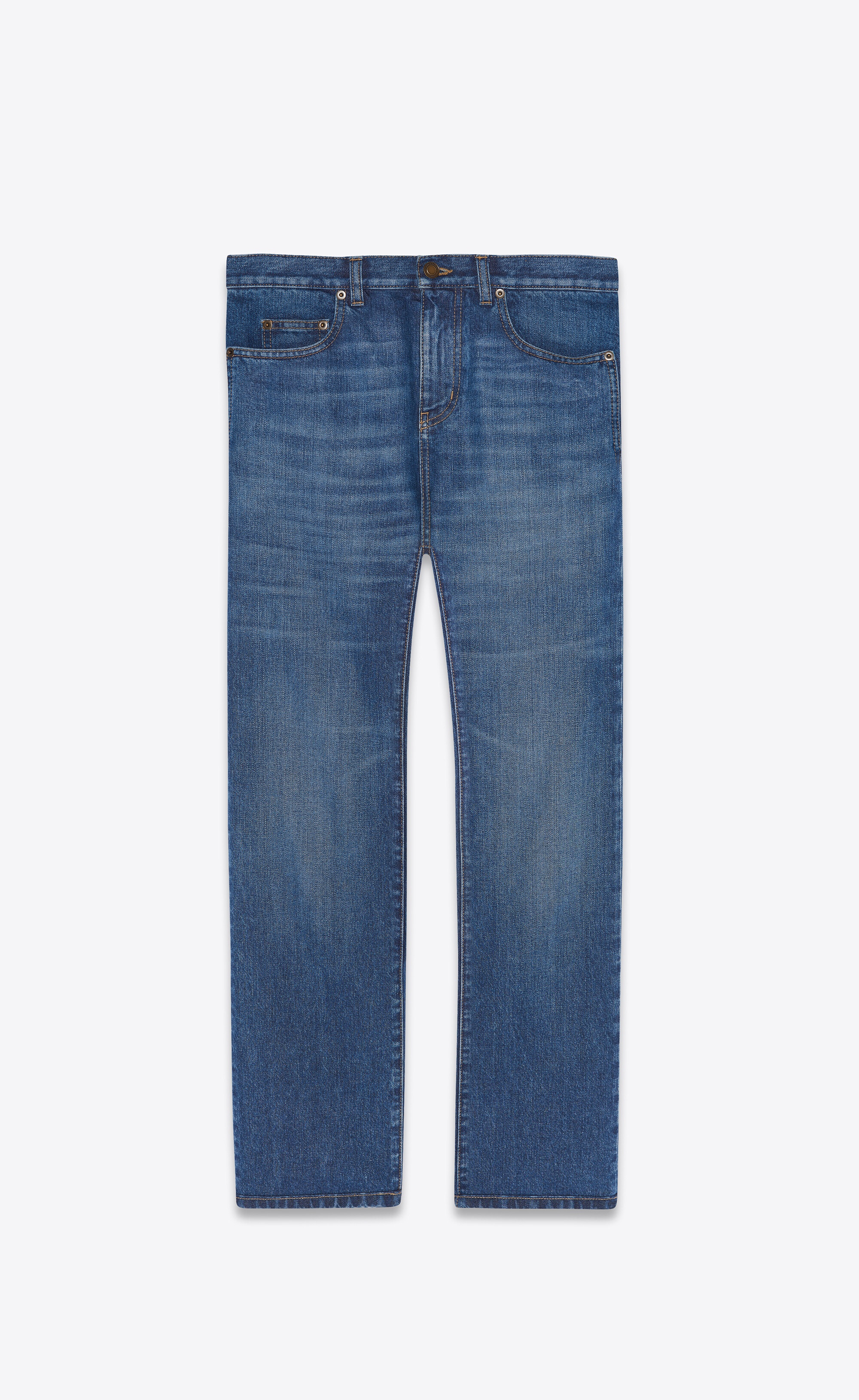 authentic straight jeans in blue ink wash denim - 1