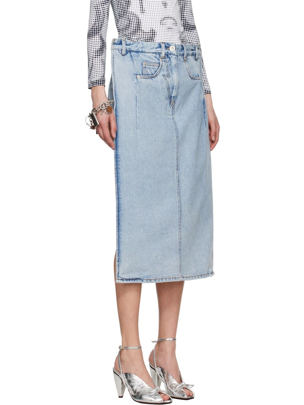 Blue Back Panty Square Denim Midi Skirt - 2