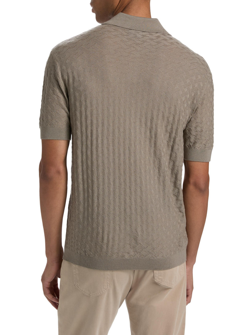 Men's Tonal Basketweave Wool Sweater - Tan 5