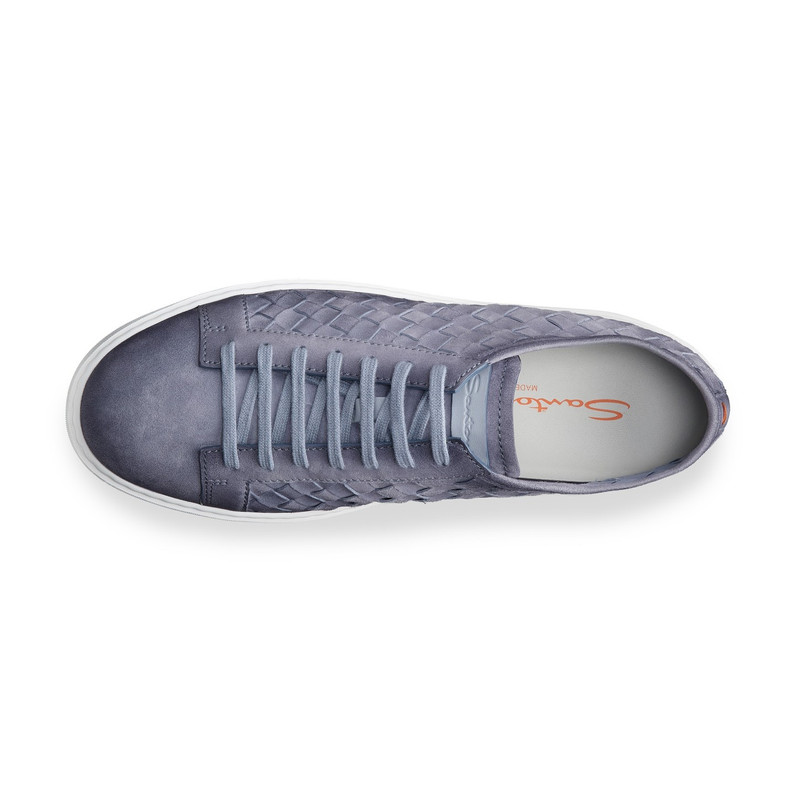 Men's light blue woven suede sneaker 4