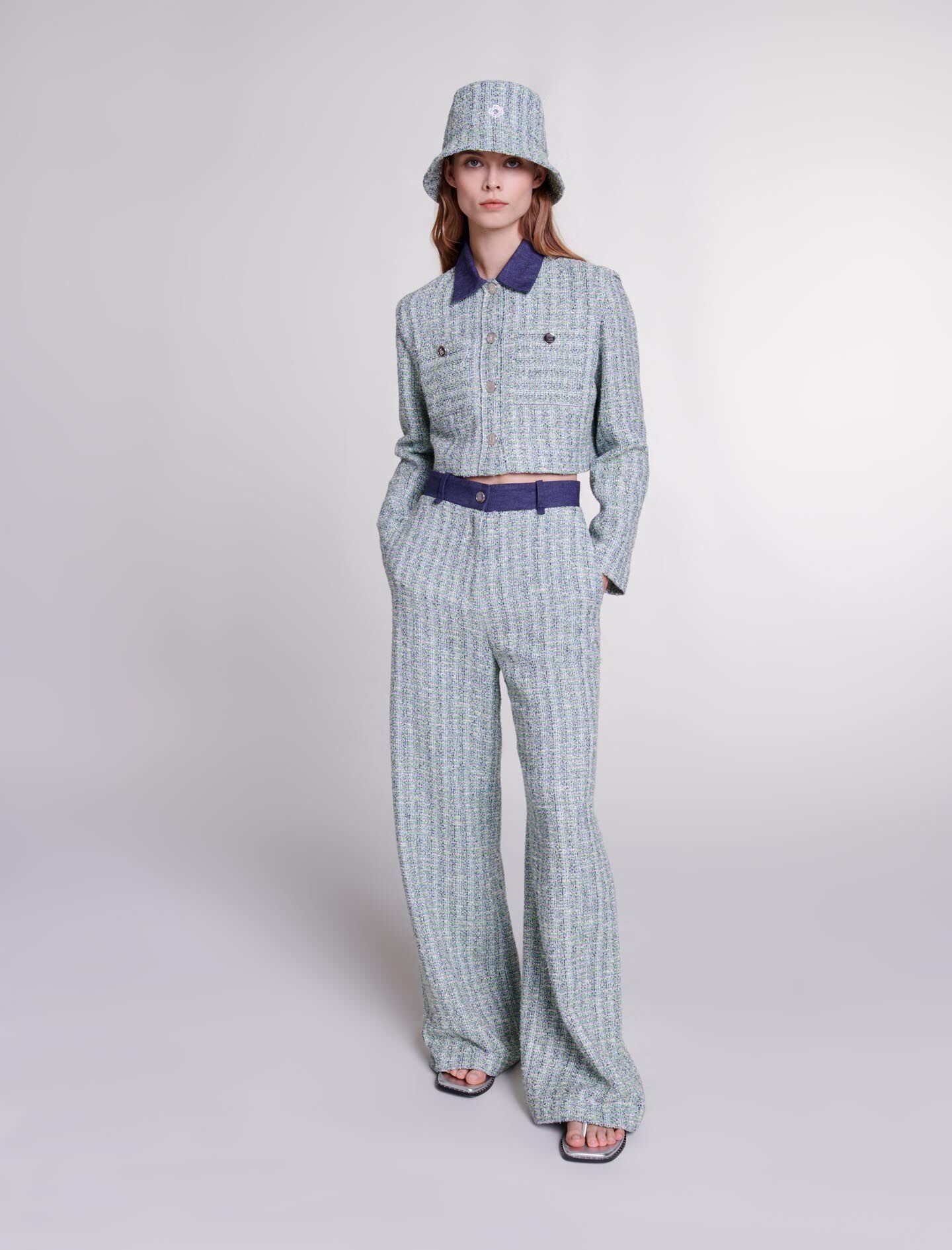 Wide-leg tweed trousers - 2