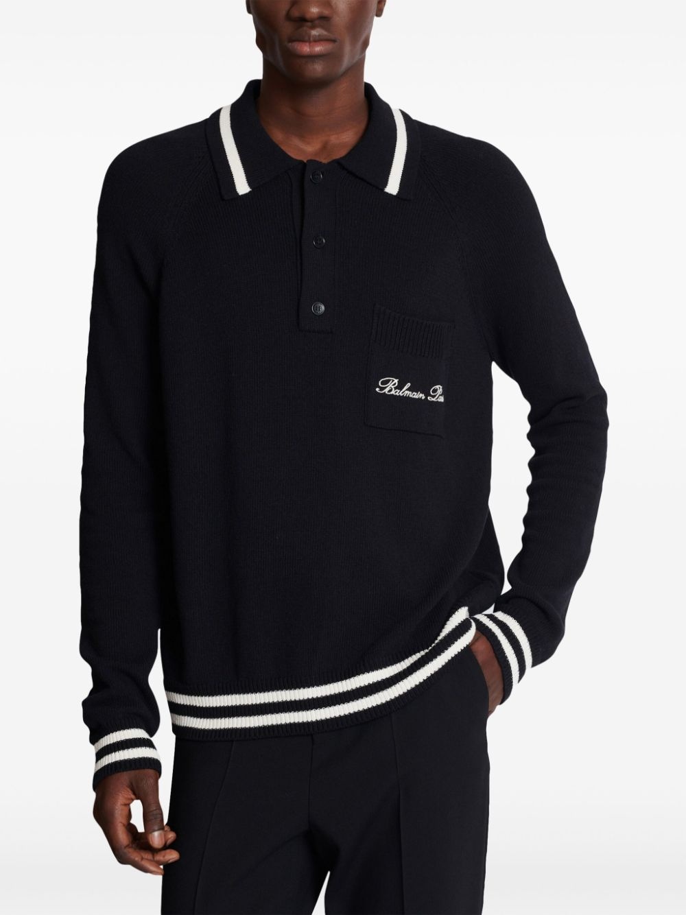 logo-embroidered long-sleeved polo shirt - 5