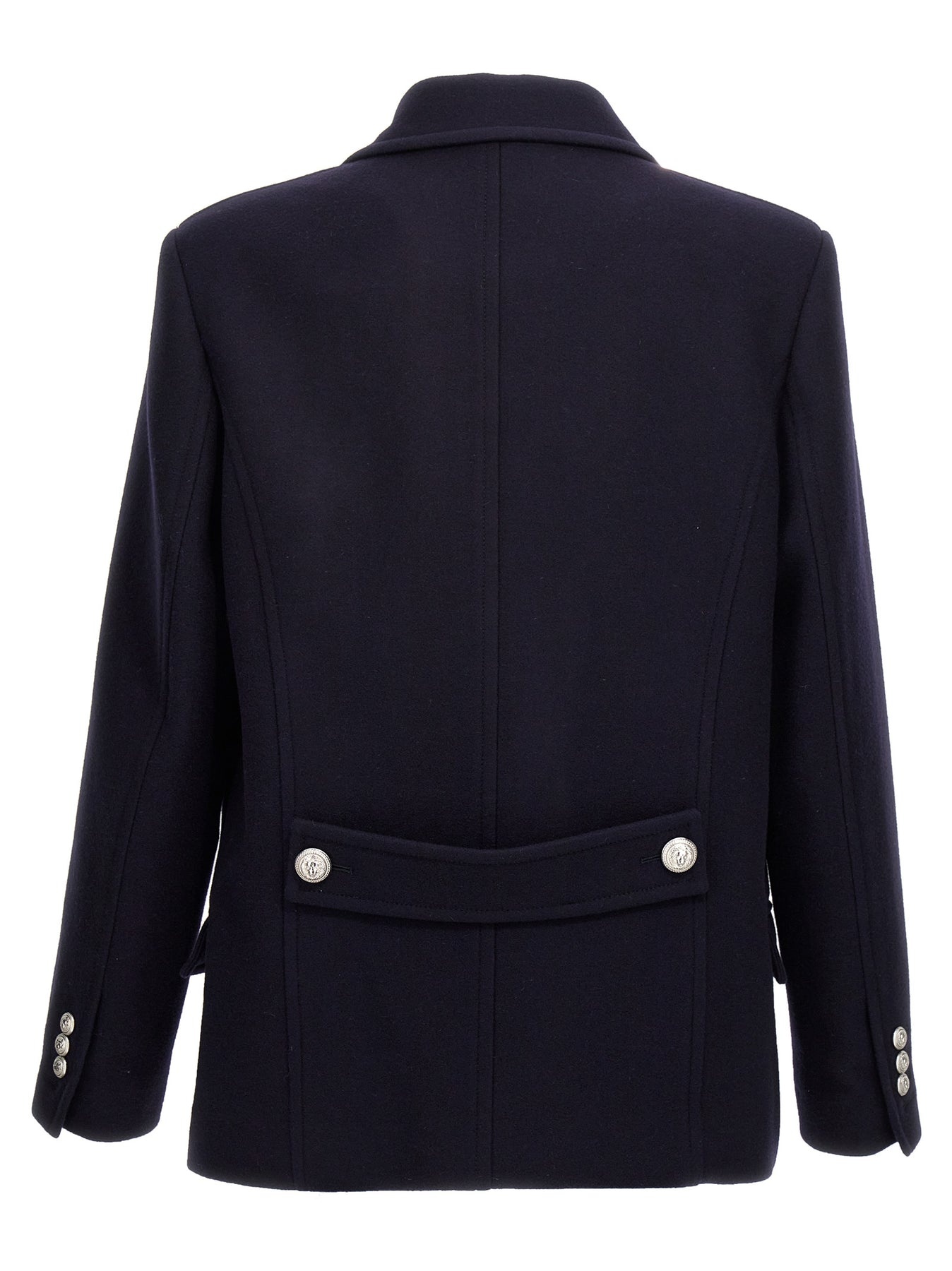 Double-Breasted Coat With Logo Buttons Coats, Trench Coats Blue - 2