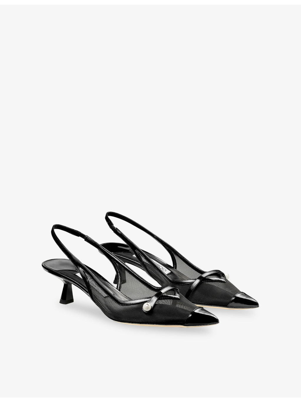 Amita 45 Patent Leather and Mesh Slingbacks - 3
