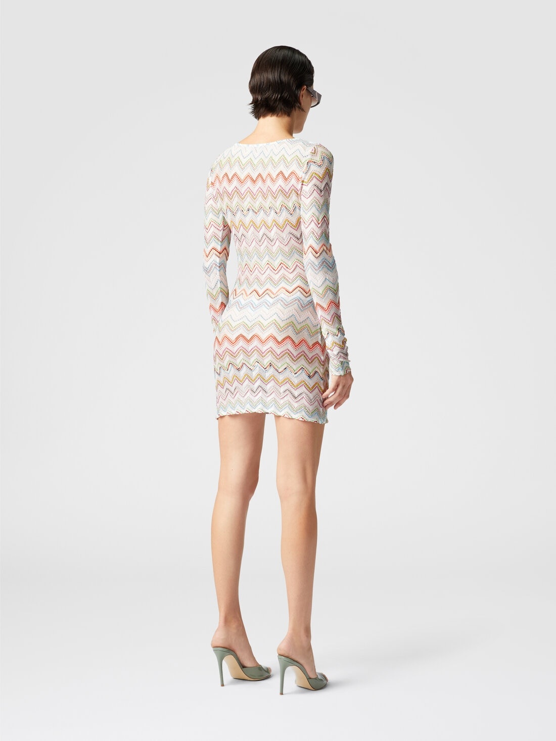 Short cover-up dress with zig zag lamé 3D - 3
