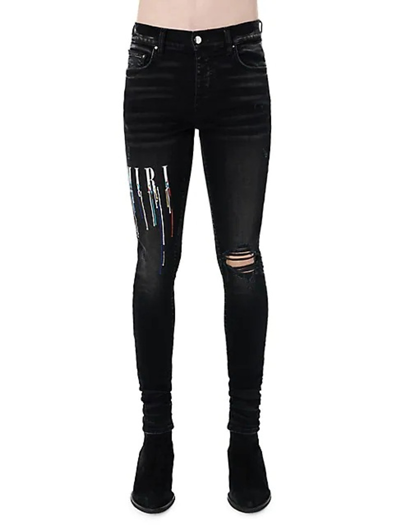 logo-embroidered skinny jeans - 1