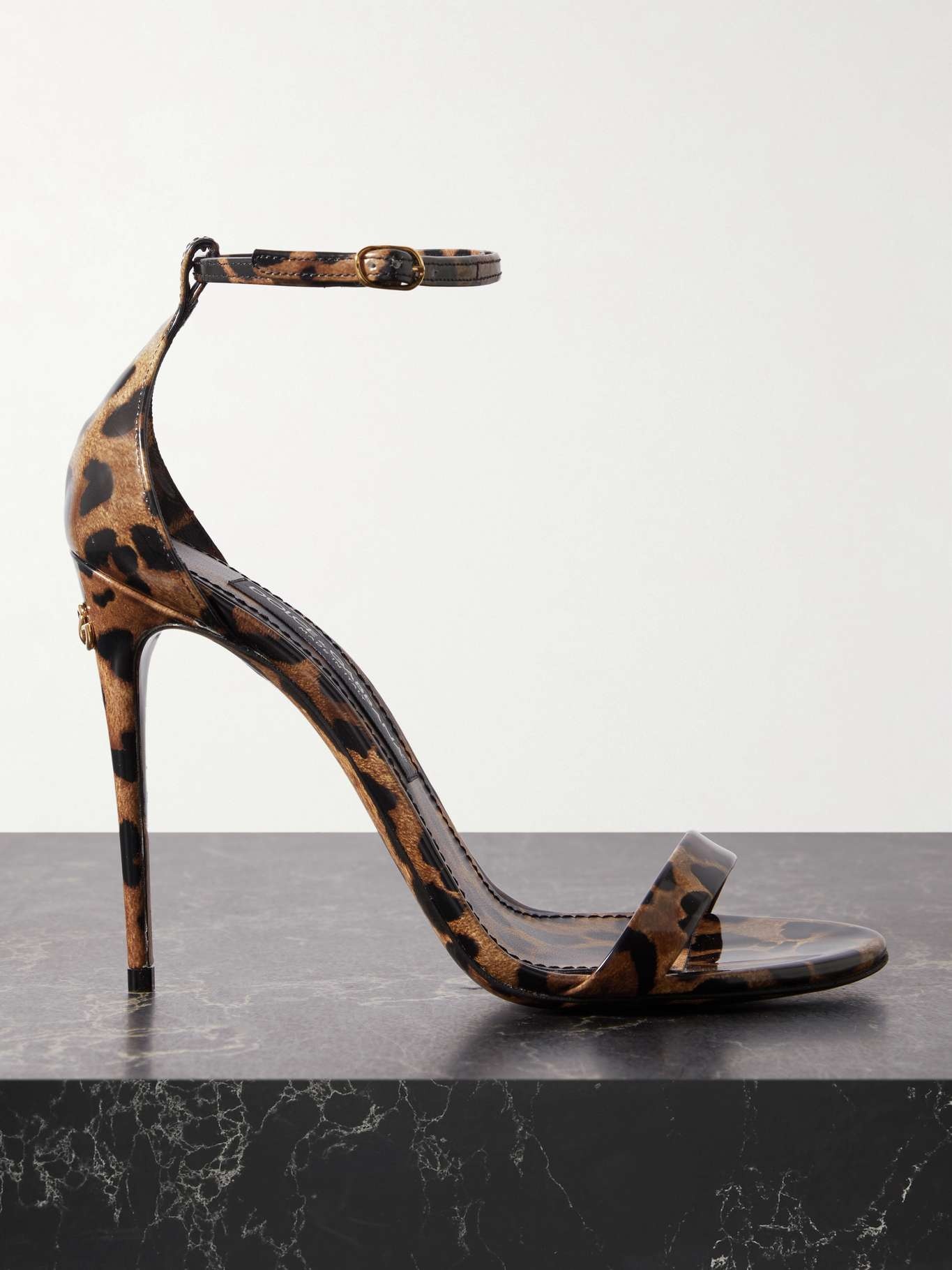 Leopard-print patent-leather sandals - 1
